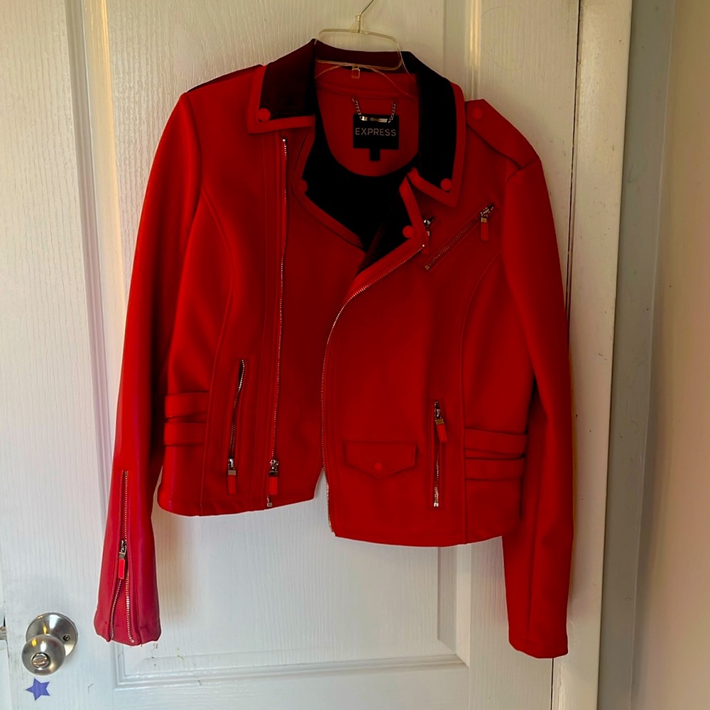 Never Worn. Express Pleather Red Jacket - image 1